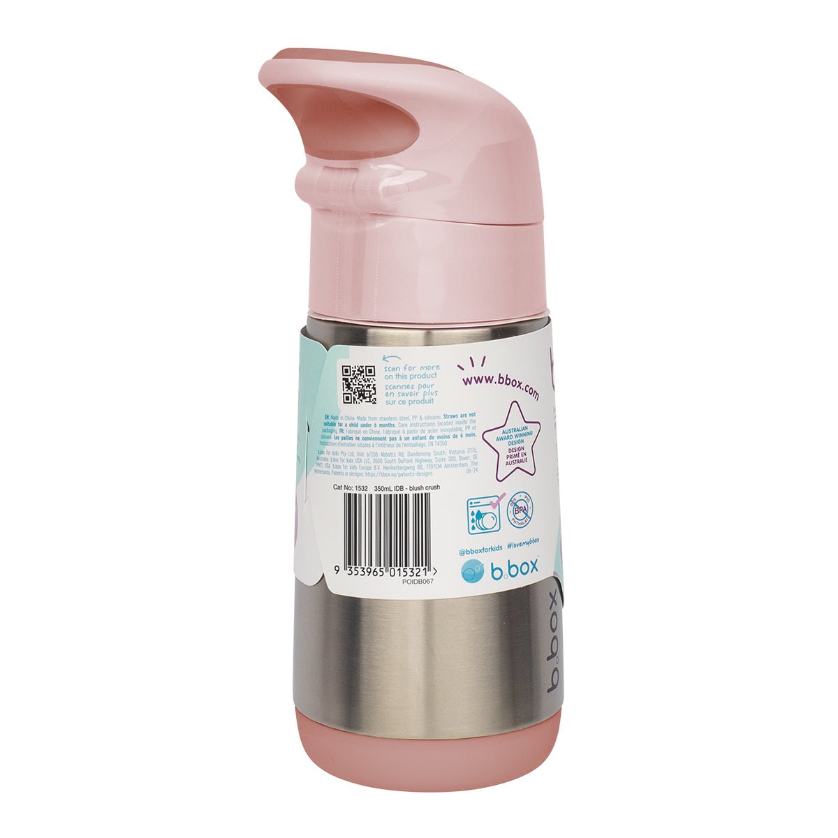 b.box Termo bočica sa slamkom, 350ml - Blush Crush - Mini Bambini