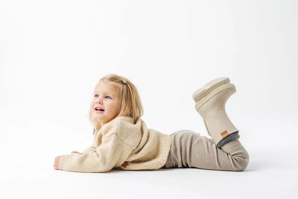 Gumene čizme sa toplim uloškom Snugi WollySplash - bež - Mini Bambini