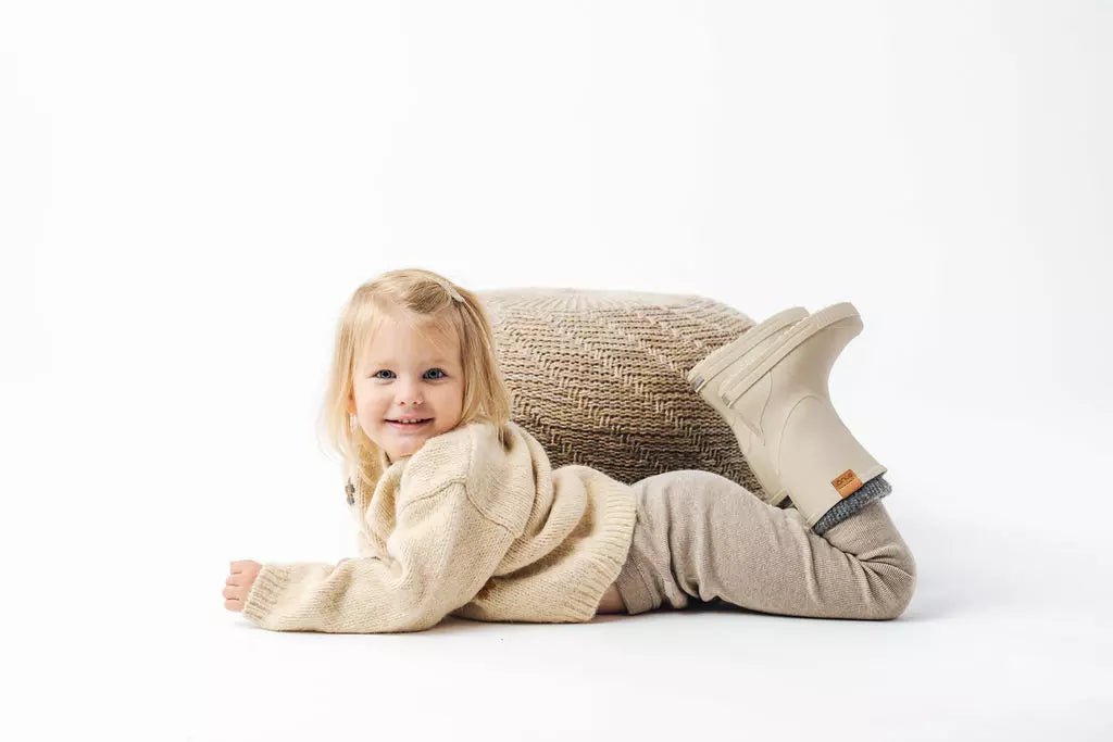 Gumene čizme sa toplim uloškom Snugi WollySplash - bež - Mini Bambini