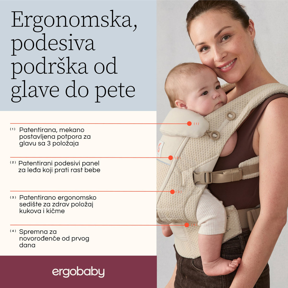 Ergonomska nosiljka Ergobaby Adapt Soft Flex Mesh - Graphite Grey
