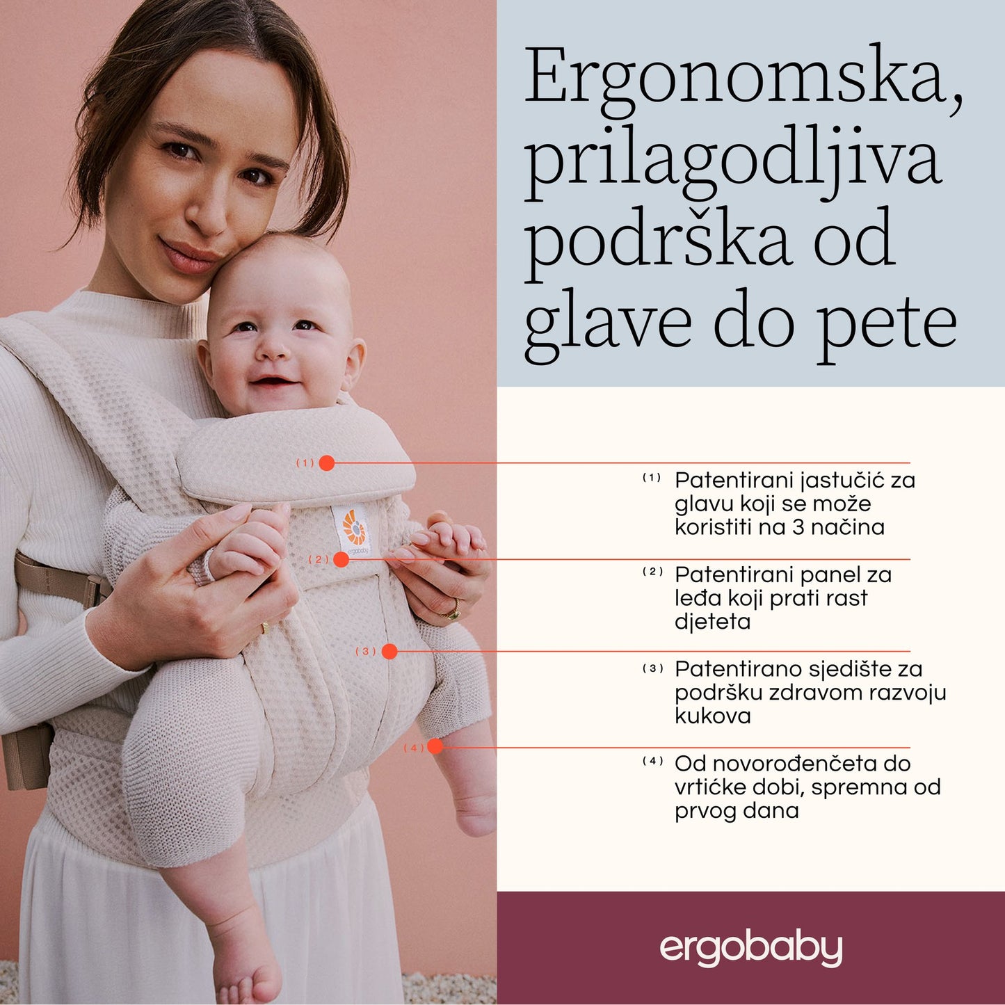 Ergonomska kengur nosiljka Ergobaby Omni Deluxe Mesh - Serene Blue