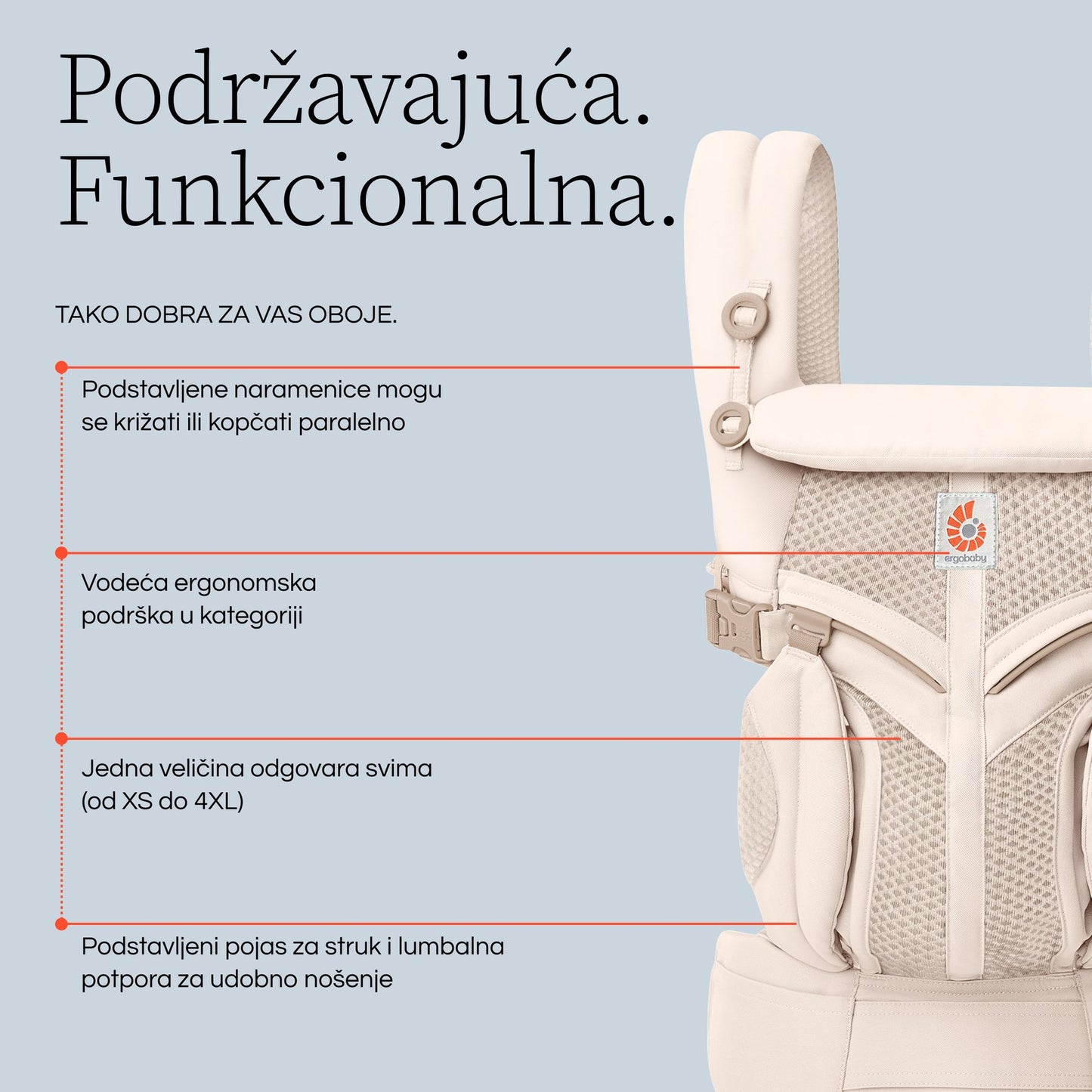 Ergonomska kengur nosiljka Ergobaby Omni Classic Mesh - Natural Beige