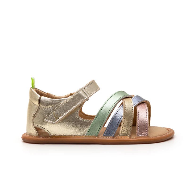 Barefoot sandale CRISS CROSS - metalik - Mini Bambini