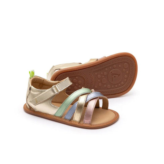 Barefoot sandale CRISS CROSS - metalik - Mini Bambini
