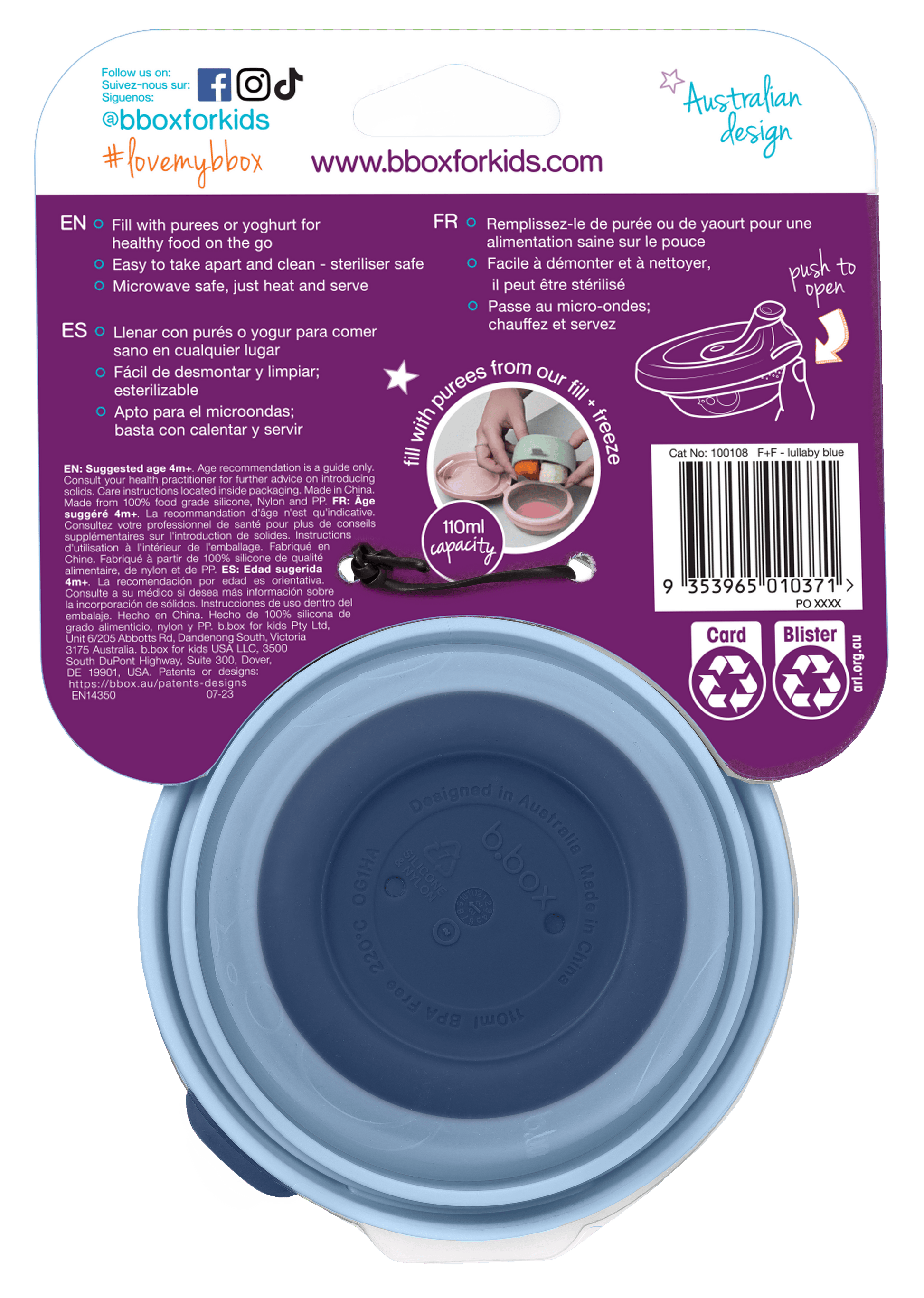 b.box Fill + feed zdjelica – Lullaby blue - Mini Bambini