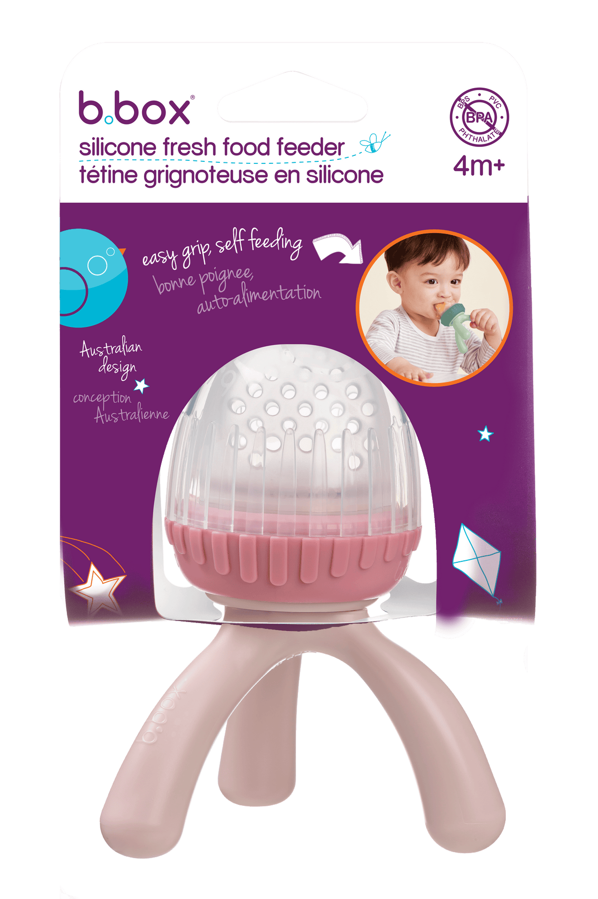 b.box Silikonska mljackalica za svježu hranu – Blush - Mini Bambini