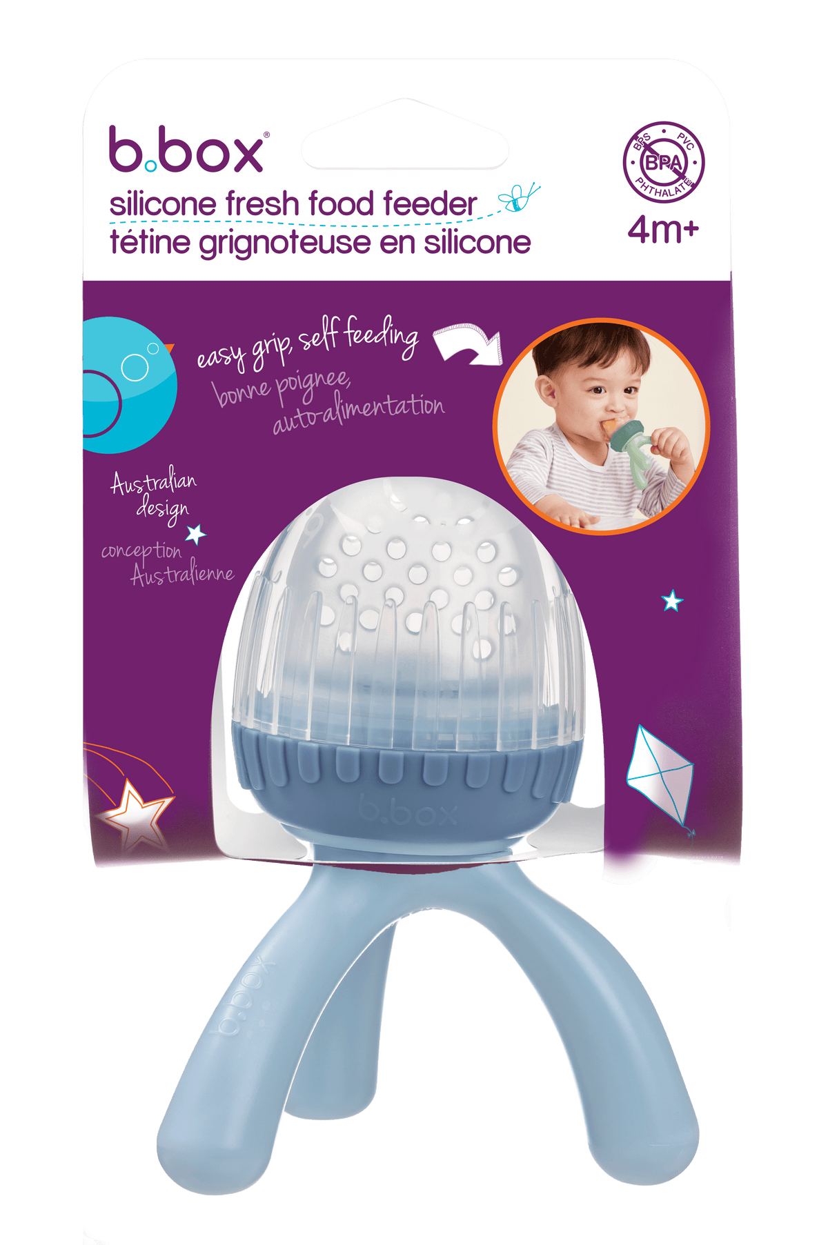 b.box Silikonska mljackalica za svježu hranu – Lullaby Blue - Mini Bambini