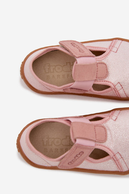 Barefoot papuče Froddo, CANVAS T-BAR - pink shine