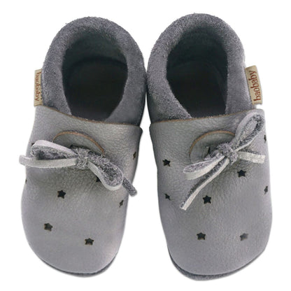 Kožne sandalice Baobaby - Stars grey - Mini Bambini