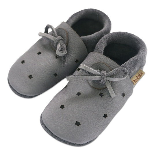 Kožne sandalice Baobaby - Stars grey - Mini Bambini