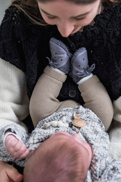 Kožne sandalice Baobaby - Stars grey - Mini Bambini