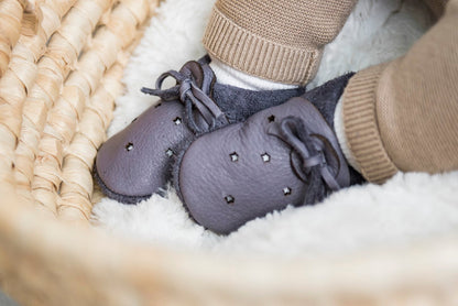 Kožne sandalice Baobaby - Stars grey - Mini Bambini
