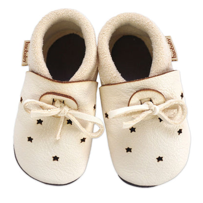 Kožne sandalice Baobaby - Stars white - Mini Bambini