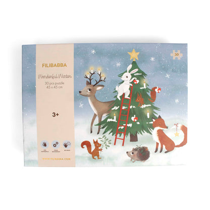Puzle 30 kom (45x45cm) - Zabava u zimskoj šumi - Mini Bambini
